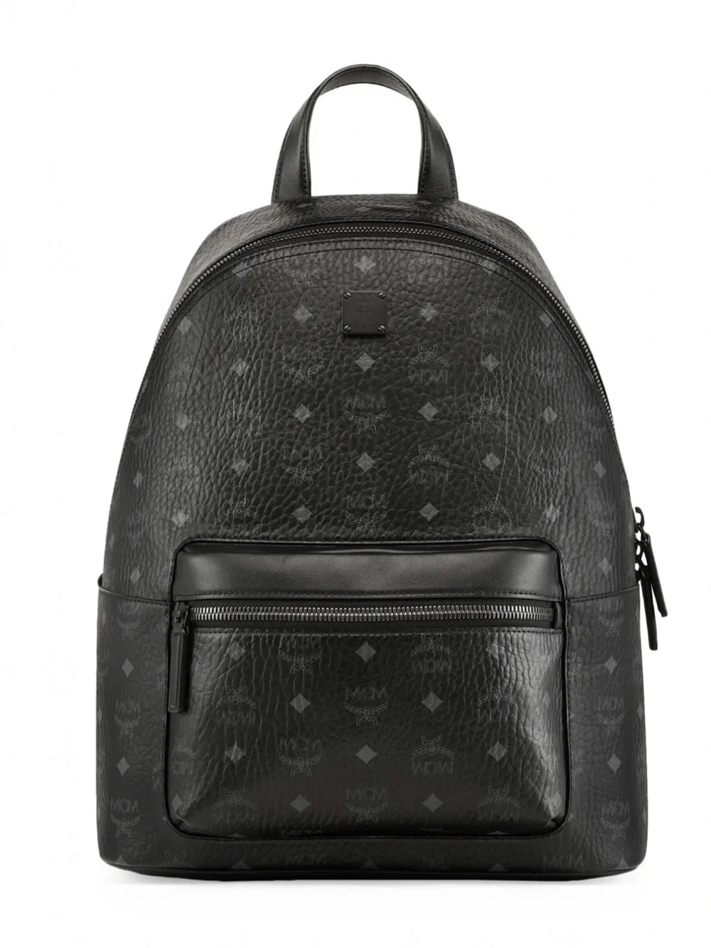 MCM Black Logo-Print Leather Backpack